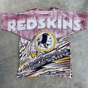 America's Favorites Washington Redskins T-Shirt Mens L White All Over Print NFL